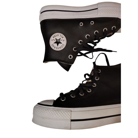 Converse Chuck Taylor Leather All Star Lift High Black Platform Women Size 8 44 - Picture 8 of 16